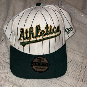 New Era Athletics Pinstripe White and Green Hat
